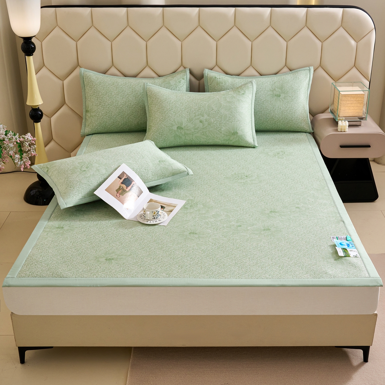 91家纺网 家纺一手货源 找家纺 （总）尚品凤凰 2026新款凉感提花豆豆平铺款-雾里寻花