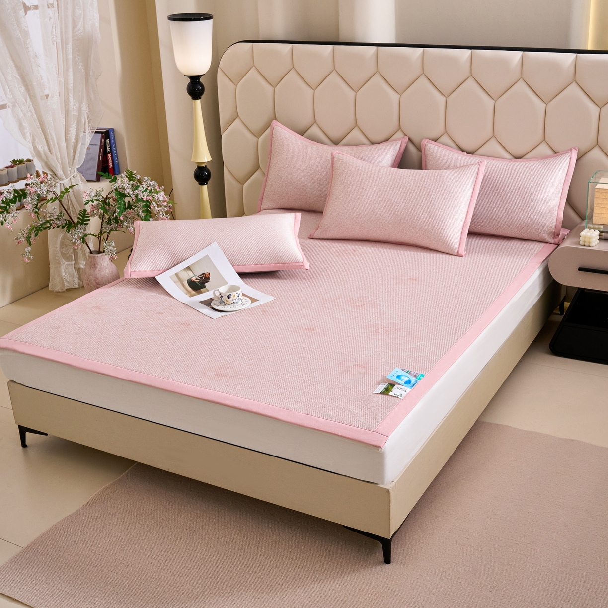 91家纺网 家纺一手货源 找家纺 （总）尚品凤凰 2026新款凉感提花豆豆平铺款-雾里寻花