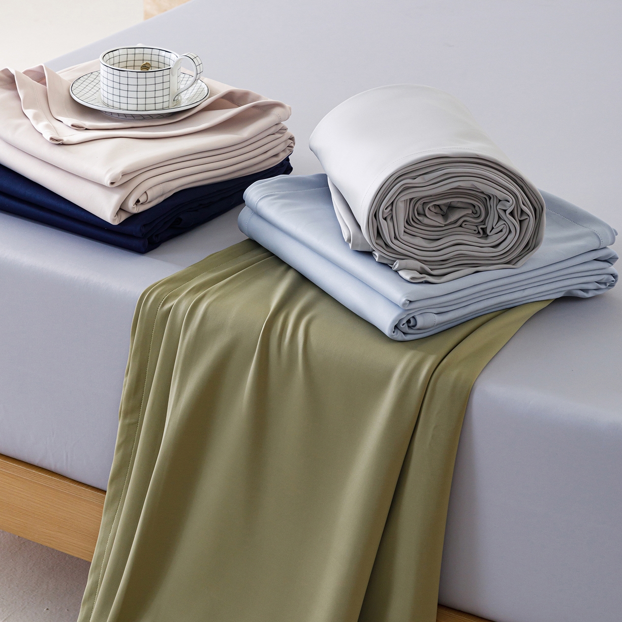 91家纺网 家纺一手货源 找家纺 悦然毛巾被 2026新款锦氨冷感毯300克加厚盖毯床笠夏被空调凉感夏凉被空调被 组合图仅做展示不可下单