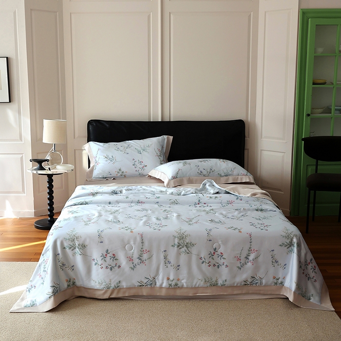 91家纺网 家纺一手货源 找家纺 （总）久典家居 2026新款20%桑蚕丝+80%聚酯纤维宽边夏被四件套