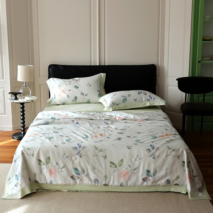 91家纺网 家纺一手货源 找家纺 （总）久典家居 2026新款20%桑蚕丝+80%聚酯纤维宽边夏被四件套