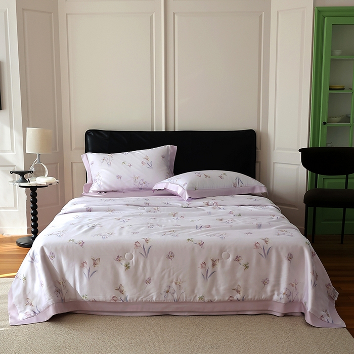 91家纺网 家纺一手货源 找家纺 （总）久典家居 2026新款20%桑蚕丝+80%聚酯纤维宽边夏被四件套