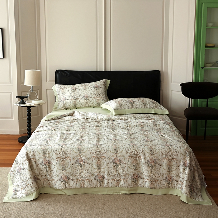 91家纺网 家纺一手货源 找家纺 （总）久典家居 2026新款20%桑蚕丝+80%聚酯纤维宽边夏被四件套