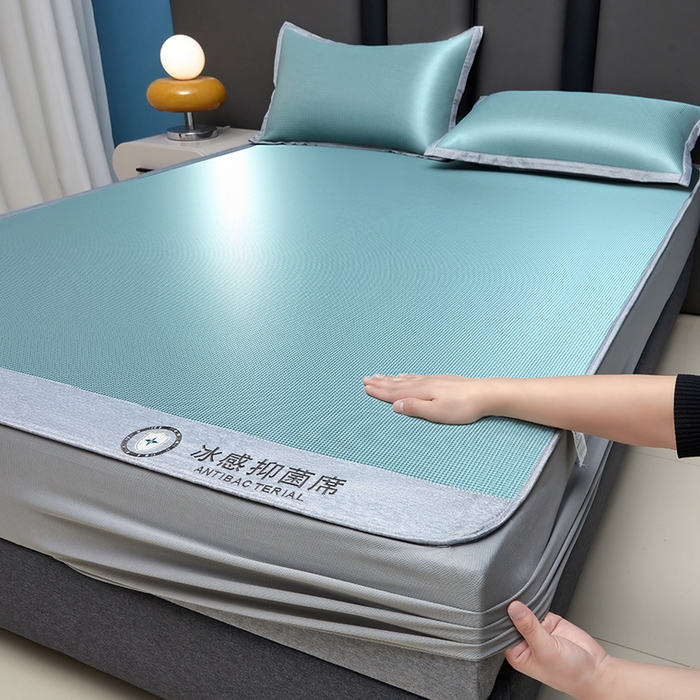 可恩欣 2026新款冰感凉风席 床笠-冰感水绿