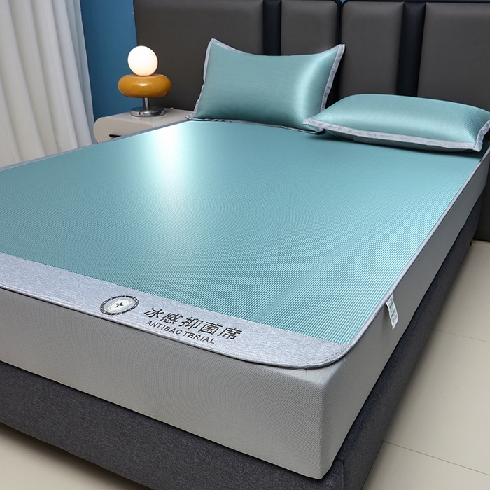 91家纺网 家纺一手货源 找家纺 可恩欣 2026新款冰感凉风席 床笠-冰感水绿