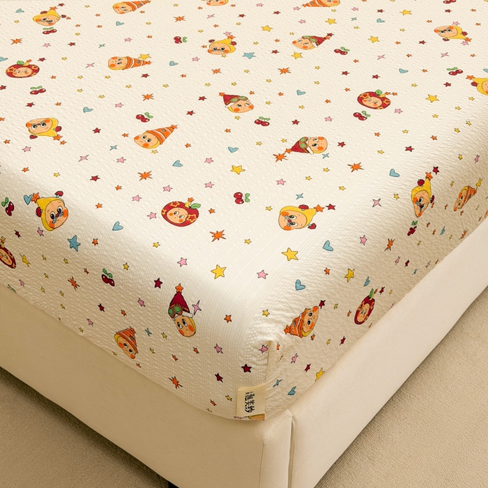 91家纺网 家纺一手货源 找家纺 （总）几禾 2026新款高克重泡芙纱~印花款（单床笠）浅糯系列-110g