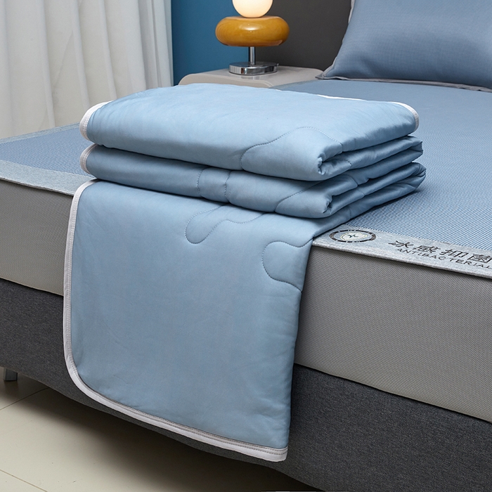 91家纺网 家纺一手货源 找家纺 可恩欣 2026新款冰感凉风席 床笠-冰感夏蓝