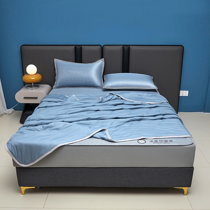 91家纺网 家纺一手货源 找家纺 可恩欣 2026新款冰感凉风席 床笠-冰感夏蓝