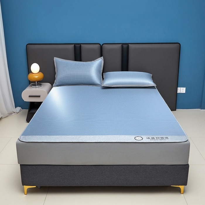 91家纺网 家纺一手货源 找家纺 可恩欣 2026新款冰感凉风席 床笠-冰感夏蓝