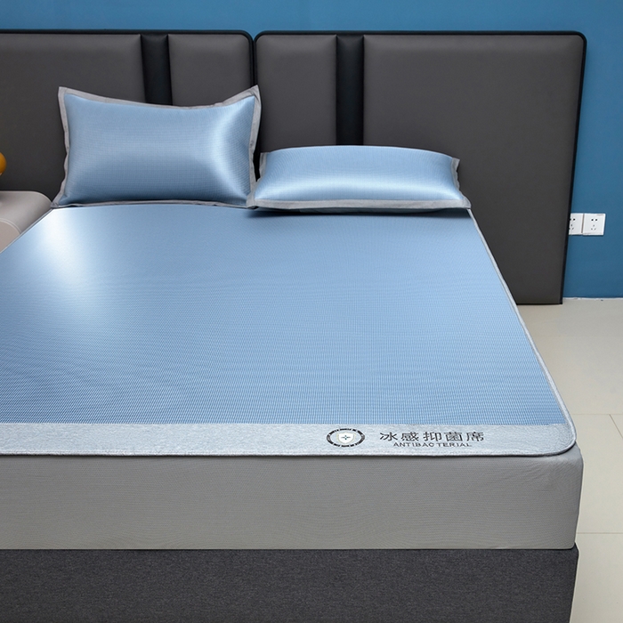 91家纺网 家纺一手货源 找家纺 可恩欣 2026新款冰感凉风席 床笠-冰感夏蓝