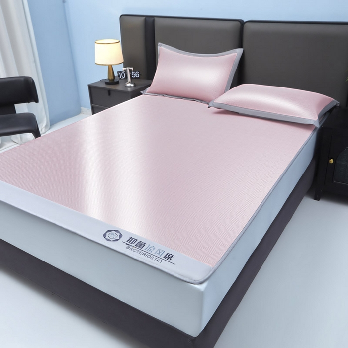 91家纺网 家纺一手货源 找家纺 可恩欣 2026新款冰感凉风席 床笠-凉风粉