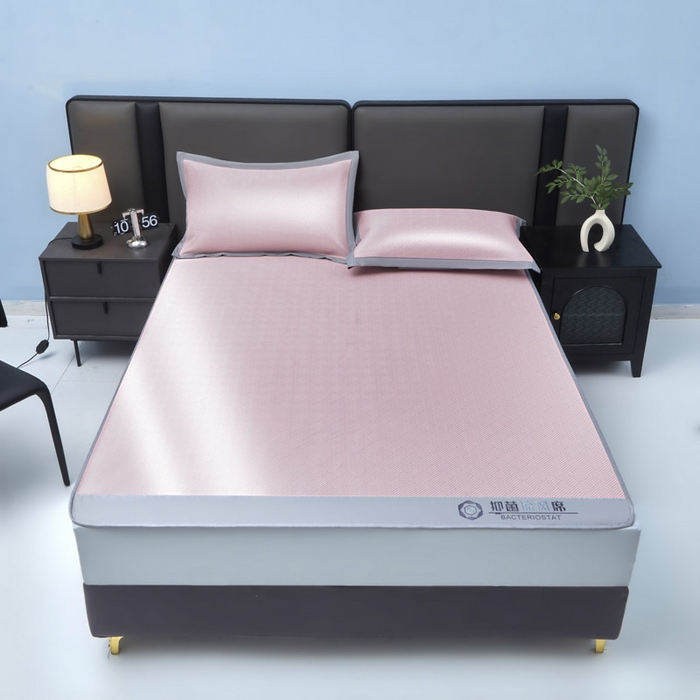 91家纺网 家纺一手货源 找家纺 可恩欣 2026新款冰感凉风席 床笠-凉风粉