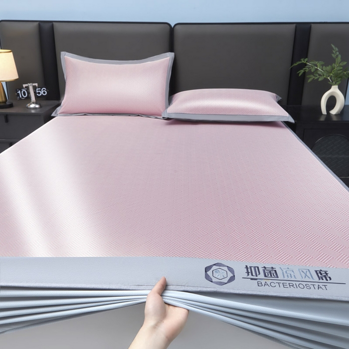 91家纺网 家纺一手货源 找家纺 可恩欣 2026新款冰感凉风席 床笠-凉风粉