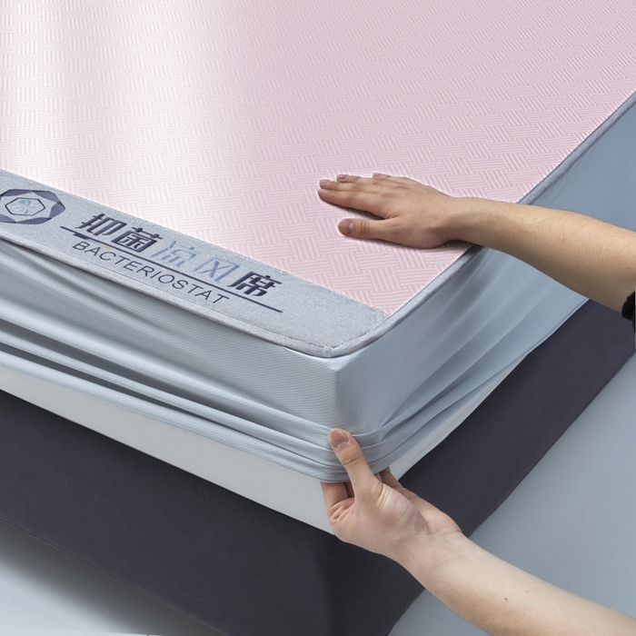 91家纺网 家纺一手货源 找家纺 可恩欣 2026新款冰感凉风席 床笠-凉风粉