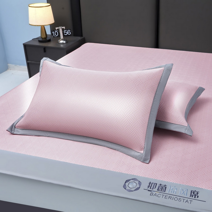 91家纺网 家纺一手货源 找家纺 可恩欣 2026新款冰感凉风席 床笠-凉风粉