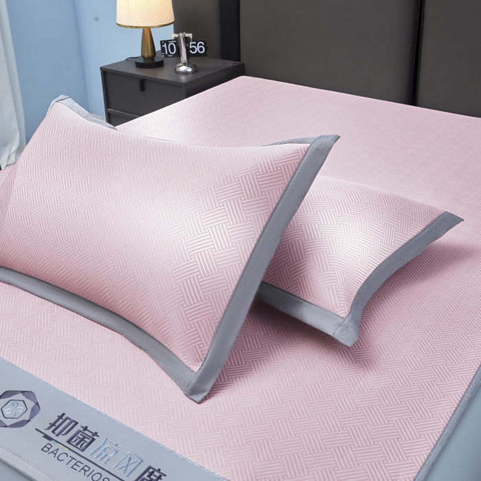 91家纺网 家纺一手货源 找家纺 可恩欣 2026新款冰感凉风席 床笠-凉风粉