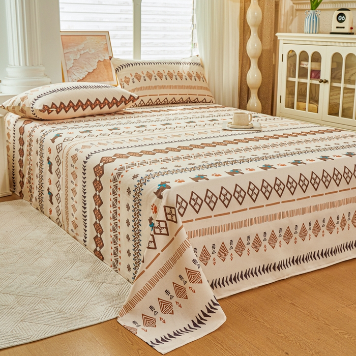 91家纺网 家纺一手货源 找家纺 （总）爱彼家纺 2026新款原棉老粗布透气印花床单单件热门摩洛小狗热门新升级-细沙老粗布