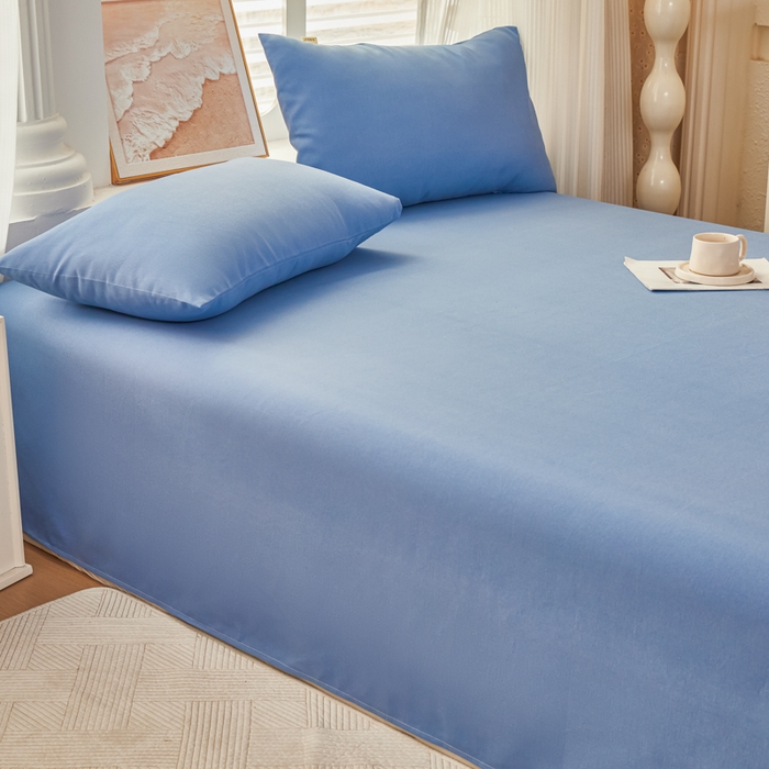 91家纺网 家纺一手货源 找家纺 爱彼家纺 2026新款原棉老粗布透气印花床单单件热门摩洛小狗热门新升级-细沙老粗布 新海洋蓝