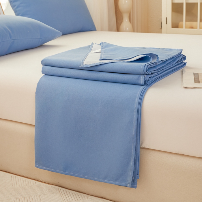 91家纺网 家纺一手货源 找家纺 爱彼家纺 2026新款原棉老粗布透气印花床单单件热门摩洛小狗热门新升级-细沙老粗布 新海洋蓝