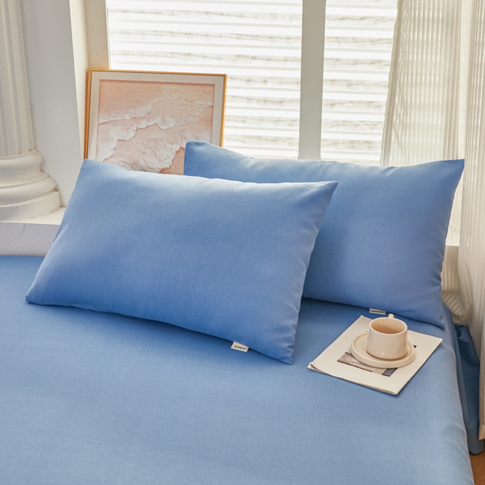 91家纺网 家纺一手货源 找家纺 爱彼家纺 2026新款原棉老粗布透气印花床单单件热门摩洛小狗热门新升级-细沙老粗布 新海洋蓝