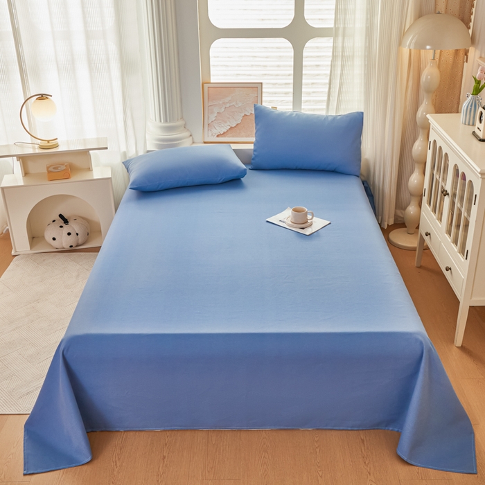 91家纺网 家纺一手货源 找家纺 爱彼家纺 2026新款原棉老粗布透气印花床单单件热门摩洛小狗热门新升级-细沙老粗布 新海洋蓝