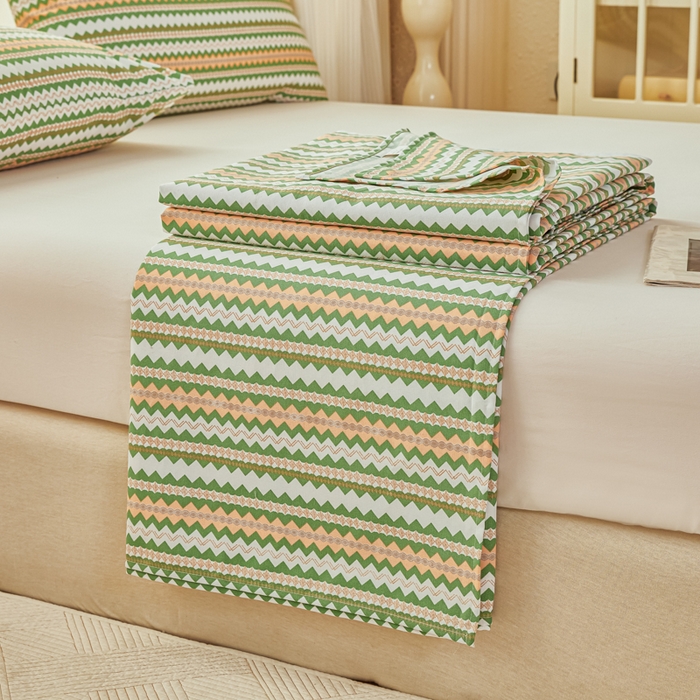 91家纺网 家纺一手货源 找家纺 爱彼家纺 2026新款原棉老粗布透气印花床单单件热门摩洛小狗热门新升级-细沙老粗布 新向往条绿