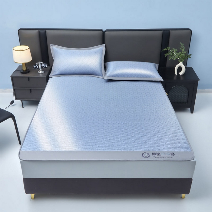 91家纺网 家纺一手货源 找家纺 可恩欣 2026新款冰感凉风席 床笠-凉风蓝