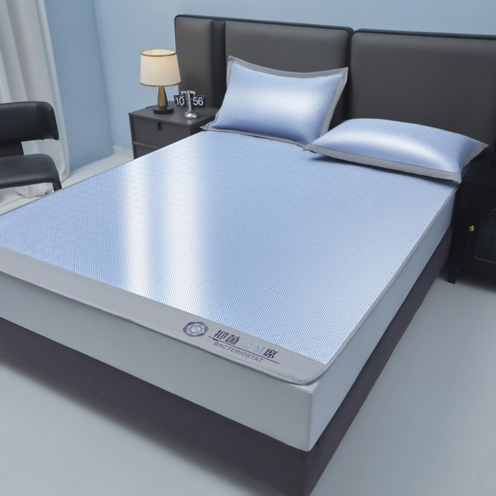 91家纺网 家纺一手货源 找家纺 可恩欣 2026新款冰感凉风席 床笠-凉风蓝