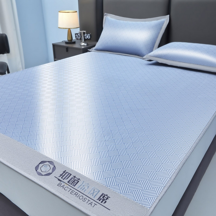 91家纺网 家纺一手货源 找家纺 可恩欣 2026新款冰感凉风席 床笠-凉风蓝