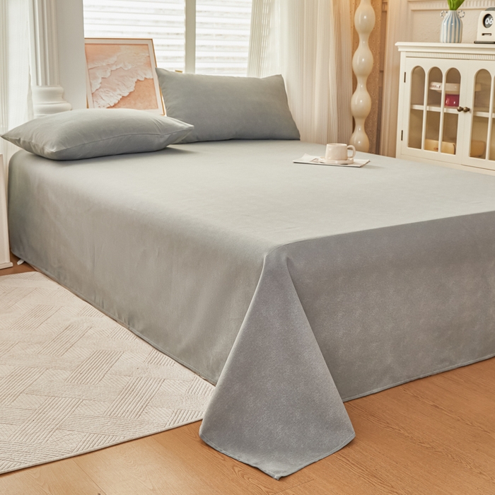 91家纺网 家纺一手货源 找家纺 爱彼家纺 2026新款原棉老粗布透气印花床单单件热门摩洛小狗热门新升级-细沙老粗布 新奇妙空间灰