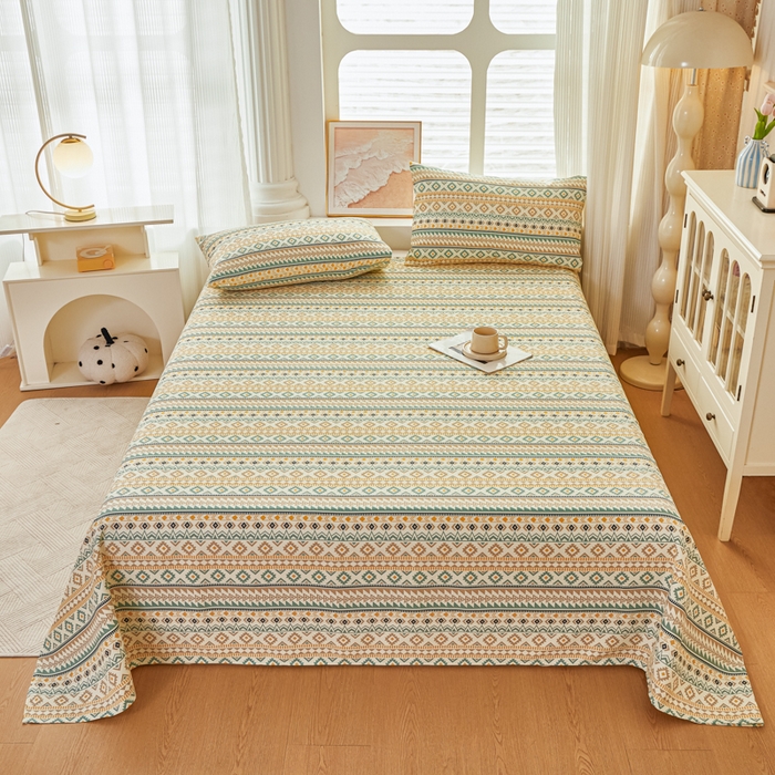 91家纺网 家纺一手货源 找家纺 爱彼家纺 2026新款原棉老粗布透气印花床单单件热门摩洛小狗热门新升级-细沙老粗布 波西米亚