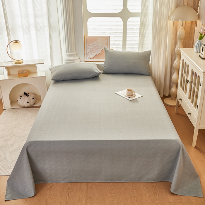 91家纺网 家纺一手货源 找家纺 爱彼家纺 2026新款原棉老粗布透气印花床单单件热门摩洛小狗热门新升级-细沙老粗布 新奇妙空间灰