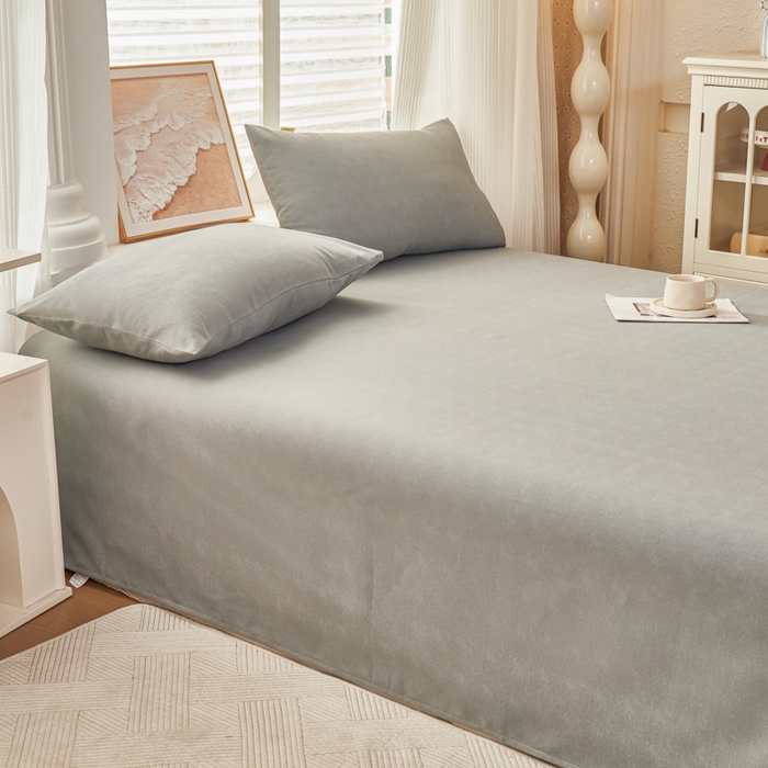 91家纺网 家纺一手货源 找家纺 爱彼家纺 2026新款原棉老粗布透气印花床单单件热门摩洛小狗热门新升级-细沙老粗布 新奇妙空间灰