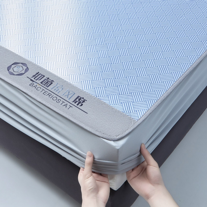 91家纺网 家纺一手货源 找家纺 可恩欣 2026新款冰感凉风席 床笠-凉风蓝