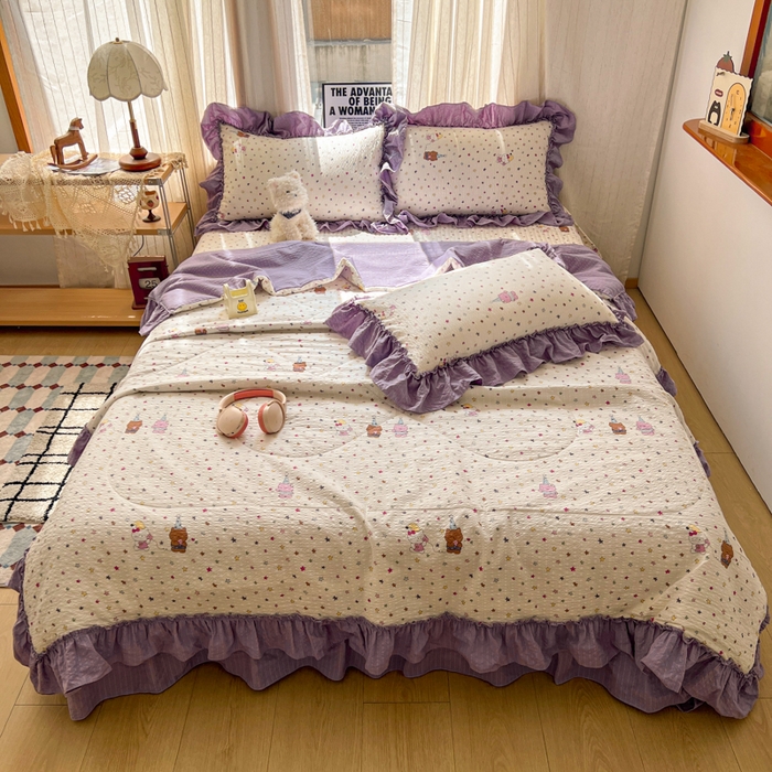 91家纺网 家纺一手货源 找家纺 （总）欧尚 2026新款床盖款花边夏被四件套