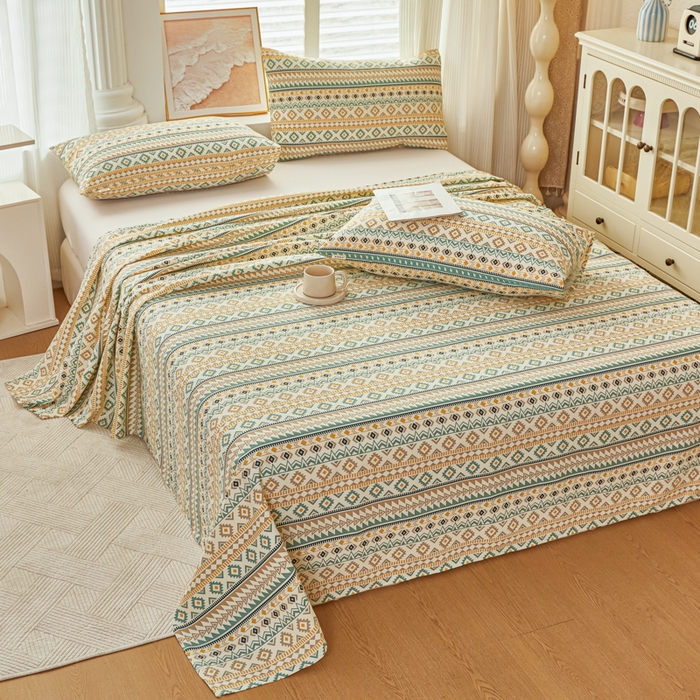 91家纺网 家纺一手货源 找家纺 爱彼家纺 2026新款原棉老粗布透气印花床单单件热门摩洛小狗热门新升级-细沙老粗布 波西米亚