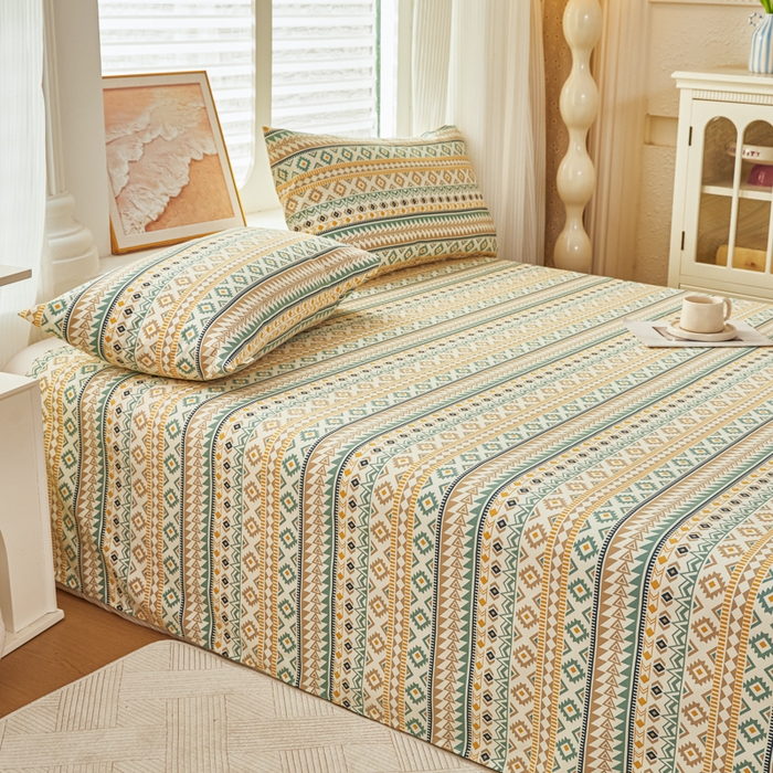 91家纺网 家纺一手货源 找家纺 爱彼家纺 2026新款原棉老粗布透气印花床单单件热门摩洛小狗热门新升级-细沙老粗布 波西米亚