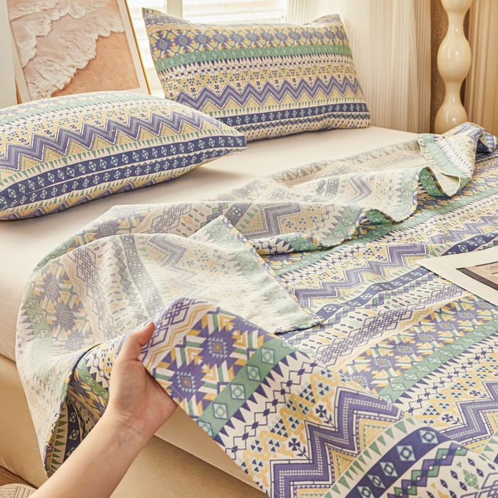 91家纺网 家纺一手货源 找家纺 爱彼家纺 2026新款原棉老粗布透气印花床单单件热门摩洛小狗热门新升级-细沙老粗布 新向往米蓝条