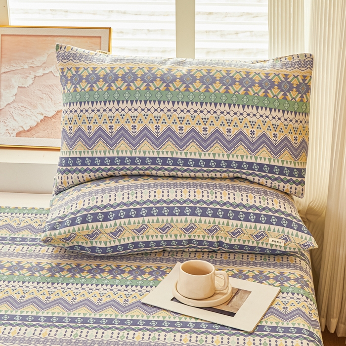 91家纺网 家纺一手货源 找家纺 爱彼家纺 2026新款原棉老粗布透气印花床单单件热门摩洛小狗热门新升级-细沙老粗布 新向往米蓝条