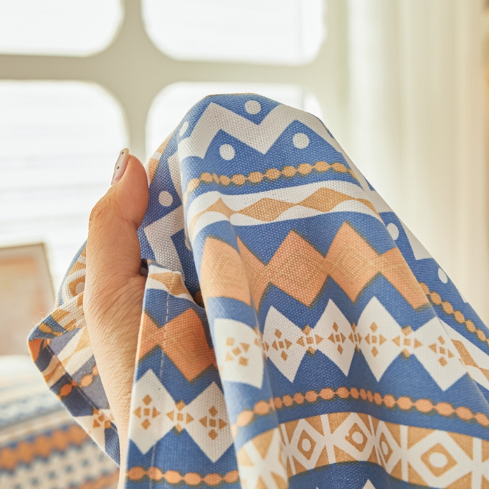 91家纺网 家纺一手货源 找家纺 爱彼家纺 2026新款原棉老粗布透气印花床单单件热门摩洛小狗热门新升级-细沙老粗布 新向往蓝条