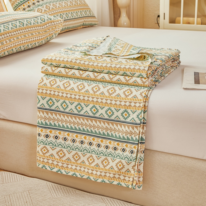 91家纺网 家纺一手货源 找家纺 爱彼家纺 2026新款原棉老粗布透气印花床单单件热门摩洛小狗热门新升级-细沙老粗布 波西米亚