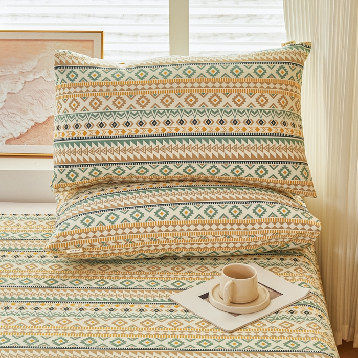 91家纺网 家纺一手货源 找家纺 爱彼家纺 2026新款原棉老粗布透气印花床单单件热门摩洛小狗热门新升级-细沙老粗布 波西米亚