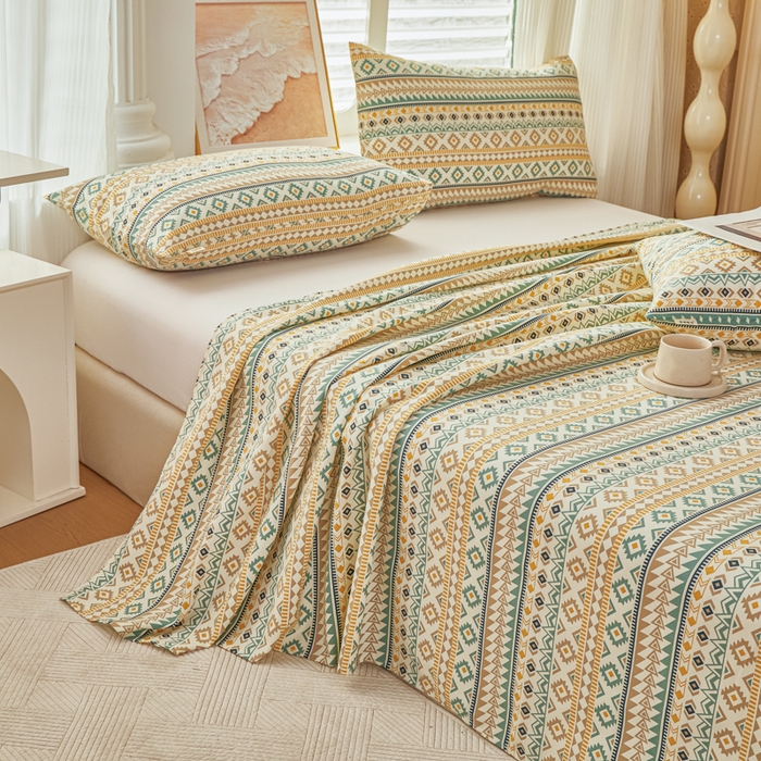 91家纺网 家纺一手货源 找家纺 爱彼家纺 2026新款原棉老粗布透气印花床单单件热门摩洛小狗热门新升级-细沙老粗布 波西米亚