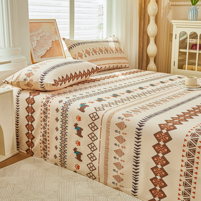 91家纺网 家纺一手货源 找家纺 爱彼家纺 2026新款原棉老粗布透气印花床单单件热门摩洛小狗热门新升级-细沙老粗布 摩洛哥小狗