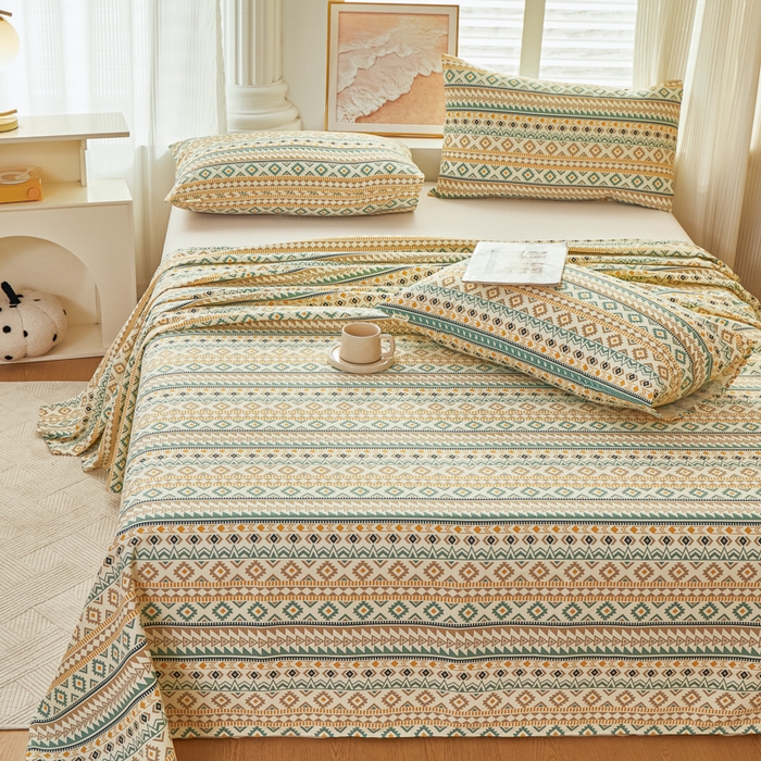 91家纺网 家纺一手货源 找家纺 爱彼家纺 2026新款原棉老粗布透气印花床单单件热门摩洛小狗热门新升级-细沙老粗布 波西米亚