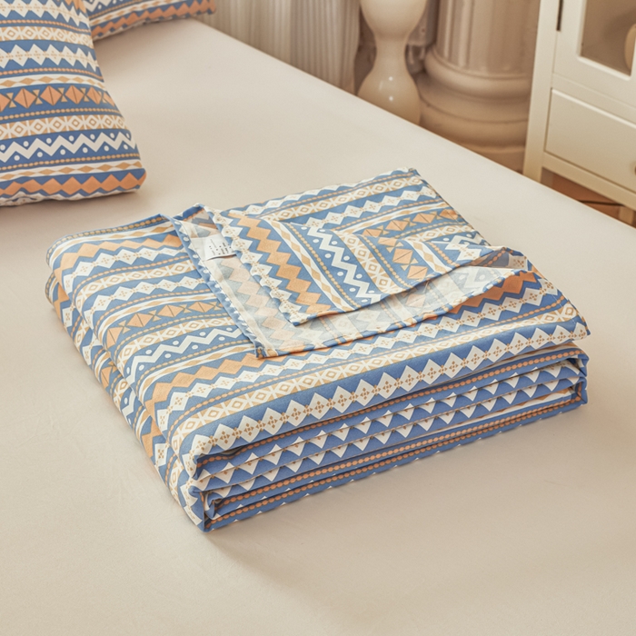 91家纺网 家纺一手货源 找家纺 爱彼家纺 2026新款原棉老粗布透气印花床单单件热门摩洛小狗热门新升级-细沙老粗布 新向往蓝条