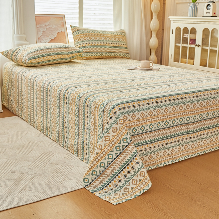 91家纺网 家纺一手货源 找家纺 爱彼家纺 2026新款原棉老粗布透气印花床单单件热门摩洛小狗热门新升级-细沙老粗布 波西米亚