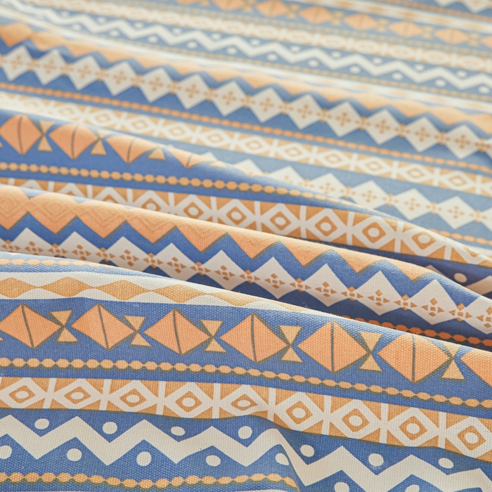 91家纺网 家纺一手货源 找家纺 爱彼家纺 2026新款原棉老粗布透气印花床单单件热门摩洛小狗热门新升级-细沙老粗布 新向往蓝条