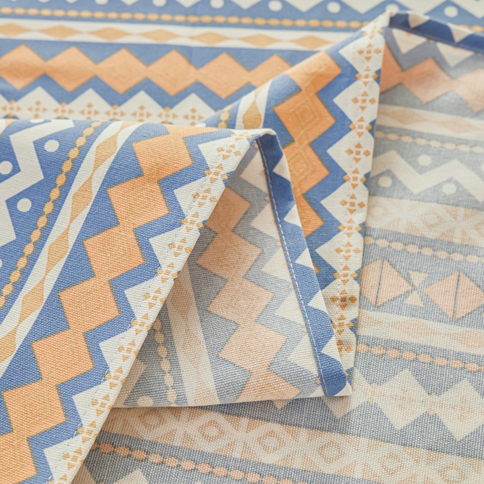 91家纺网 家纺一手货源 找家纺 爱彼家纺 2026新款原棉老粗布透气印花床单单件热门摩洛小狗热门新升级-细沙老粗布 新向往蓝条