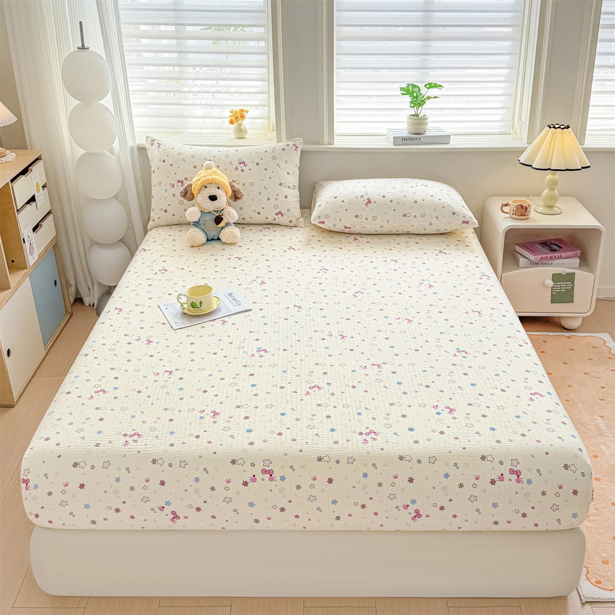 91家纺网 家纺一手货源 找家纺 （总）女子家纺 2026新款亲肤泡芙纱印花床笠单床笠床笠单件